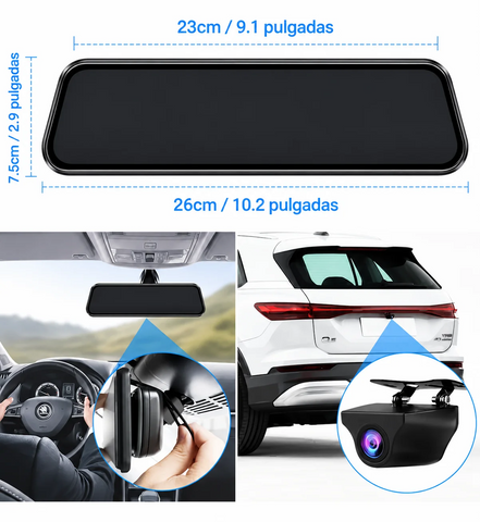 Image of Espejo Retrovisor con 2 Cámaras Full HD