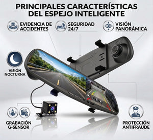Espejo Retrovisor con 2 Cámaras Full HD