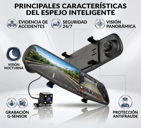Image of Espejo Retrovisor con 2 Cámaras Full HD